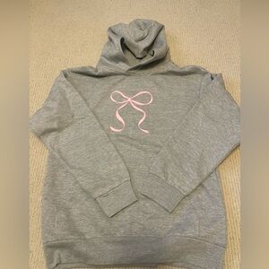 Pacsun Bow Hoodie Women’s  Medium Gray Pink Pull Over NEW